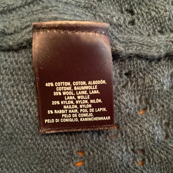 Anthropologie Knitted and Knotted Long Oversized Cardigan Sweater Teal Cotton - Picture 11 of 12